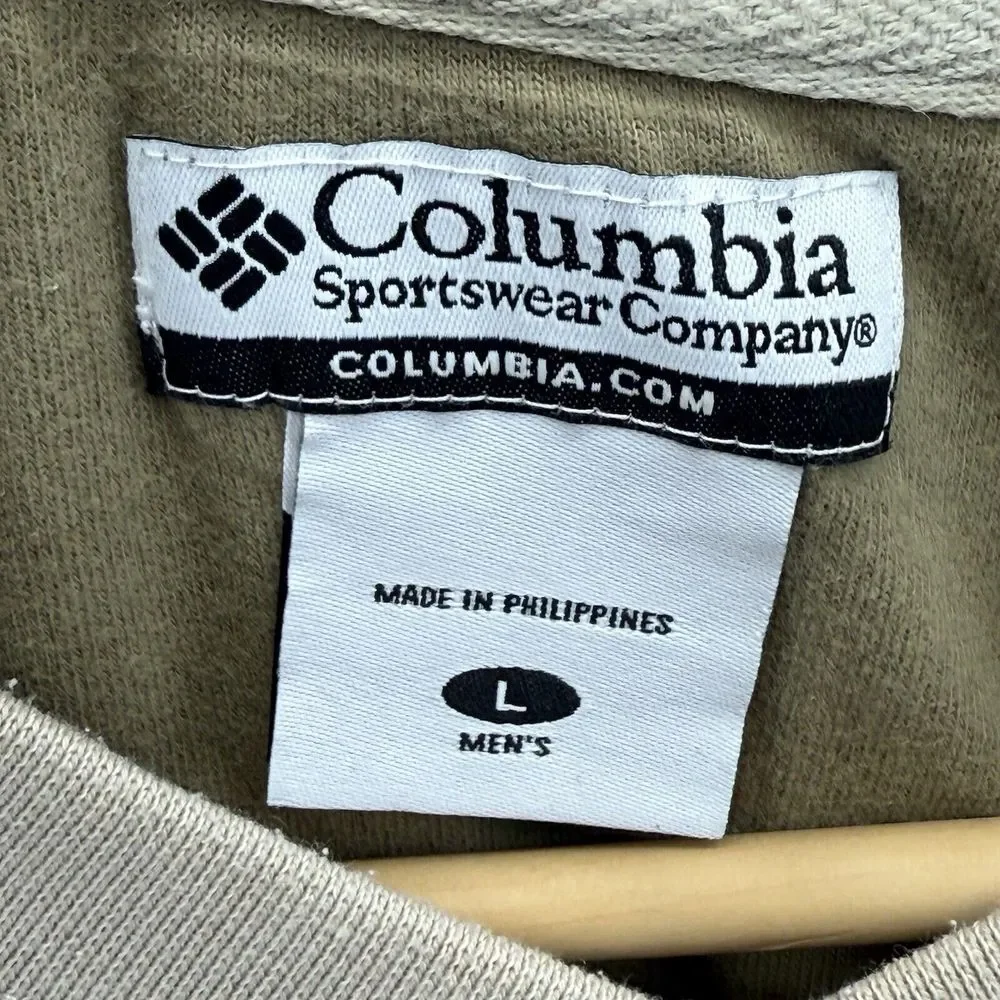 Columbia Men's Large Pullover Ribbed‎ Knit Tan Brown Sweater V-Neck Long Sleeve